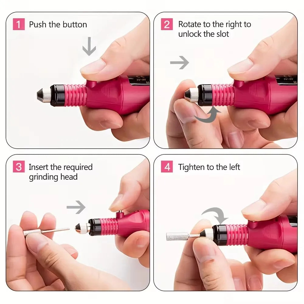 LINMANDA Manicure Set USB Electric Nail Drill Polish File Kit With LED Lamp Handheld Pen Sander Polishing Block Manicure Tools