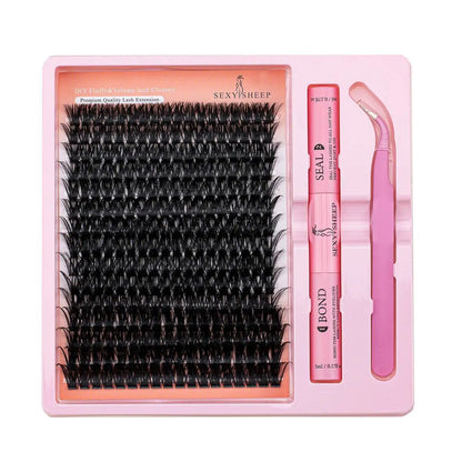 DIY Eyelash Extension Kit Individual Lashes Cluster 8-16mm Mix Lash Clusters Bond and Seal and Lash Applicator makeup tool